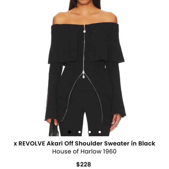 House of Harlow 1960 Black Off Shoulder Sweater from Revolve - Picture 4 of 7